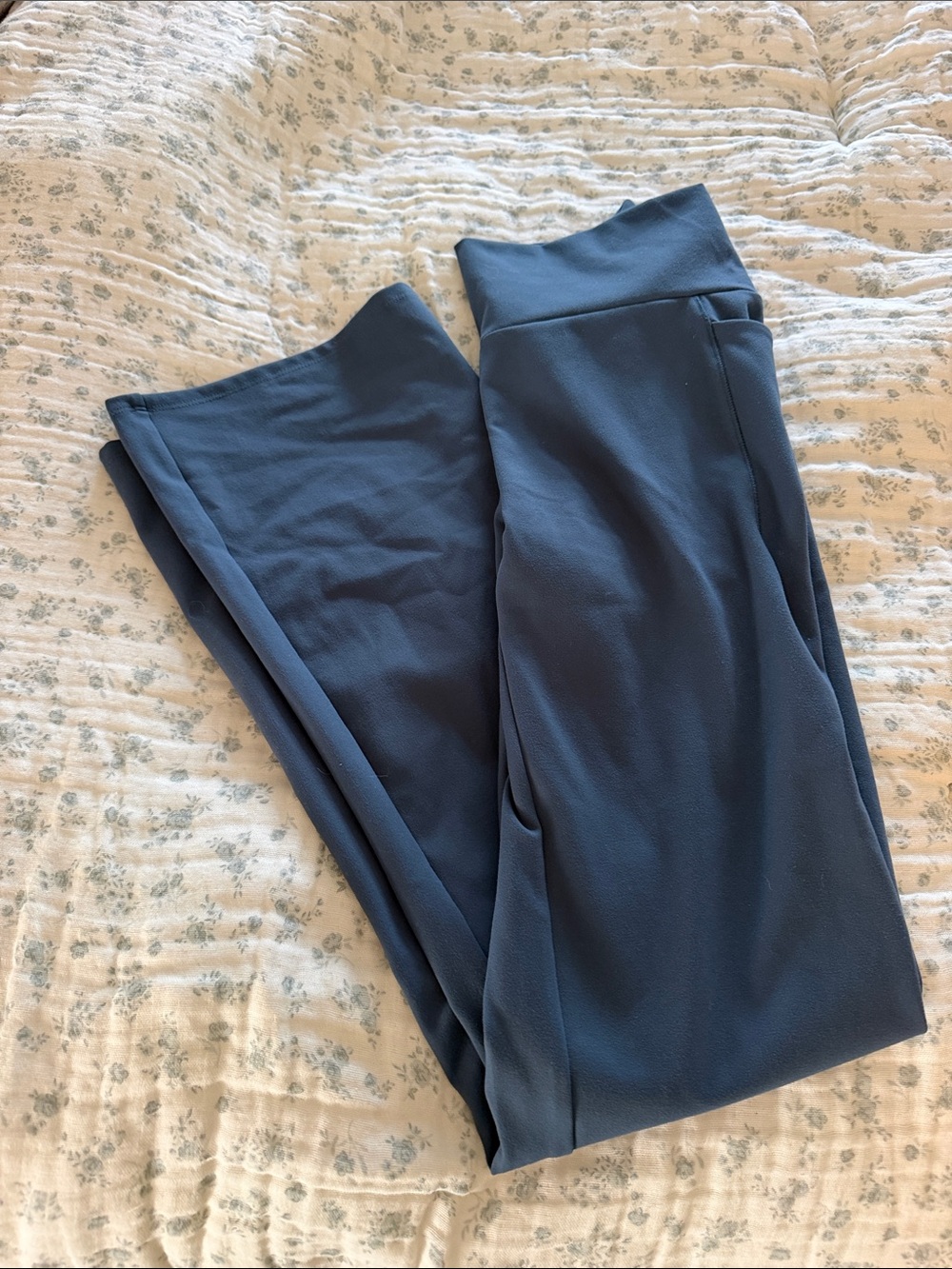 Womens Blue Wide Leg Leggings